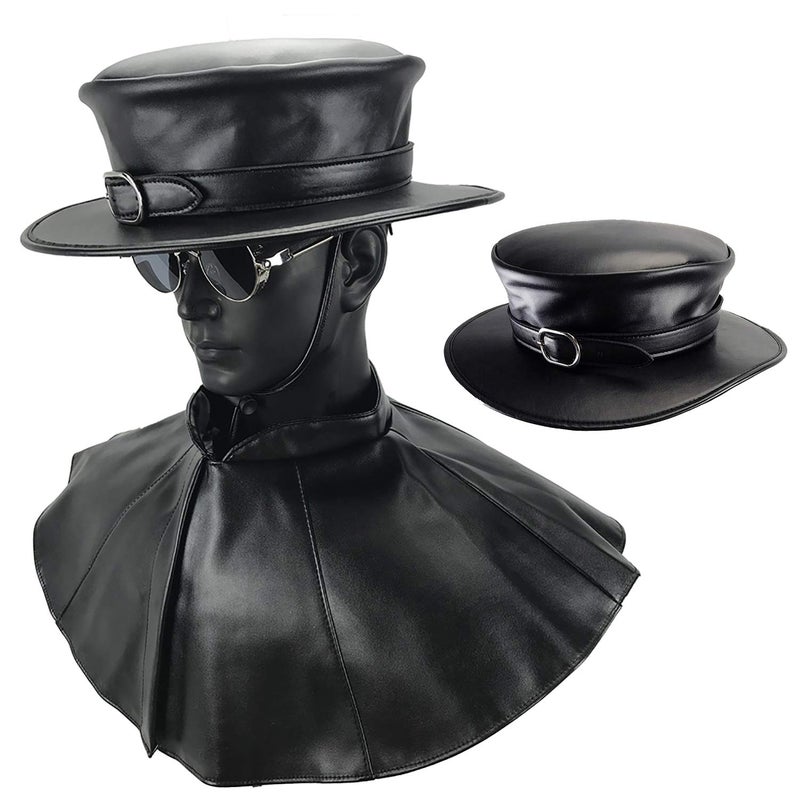 Absolute Vibe Steampunk Plague Doctor Halloween Costume PU Leather Black Wide Brim Magician Dress Up Party Hat (L) - Image 2